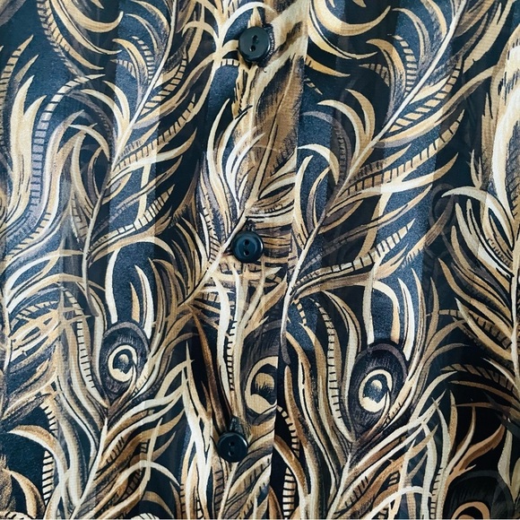 BonWorth woman’s long sleeve button down size XL gold  elegant semi sheer top - Picture 7 of 10